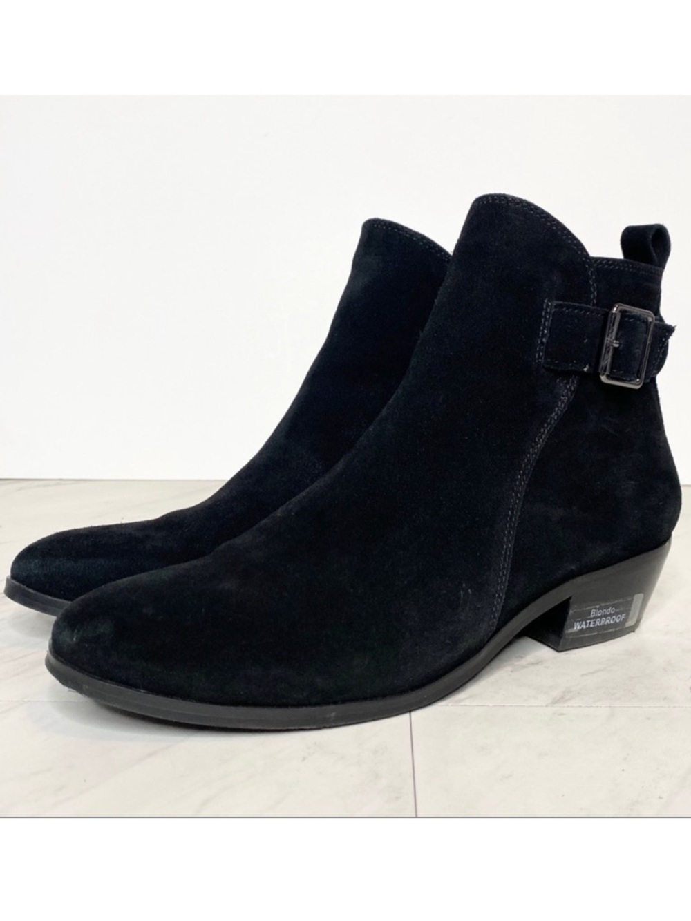 Blondo Saddie Waterproof Black Suede Bootie 8 1/2